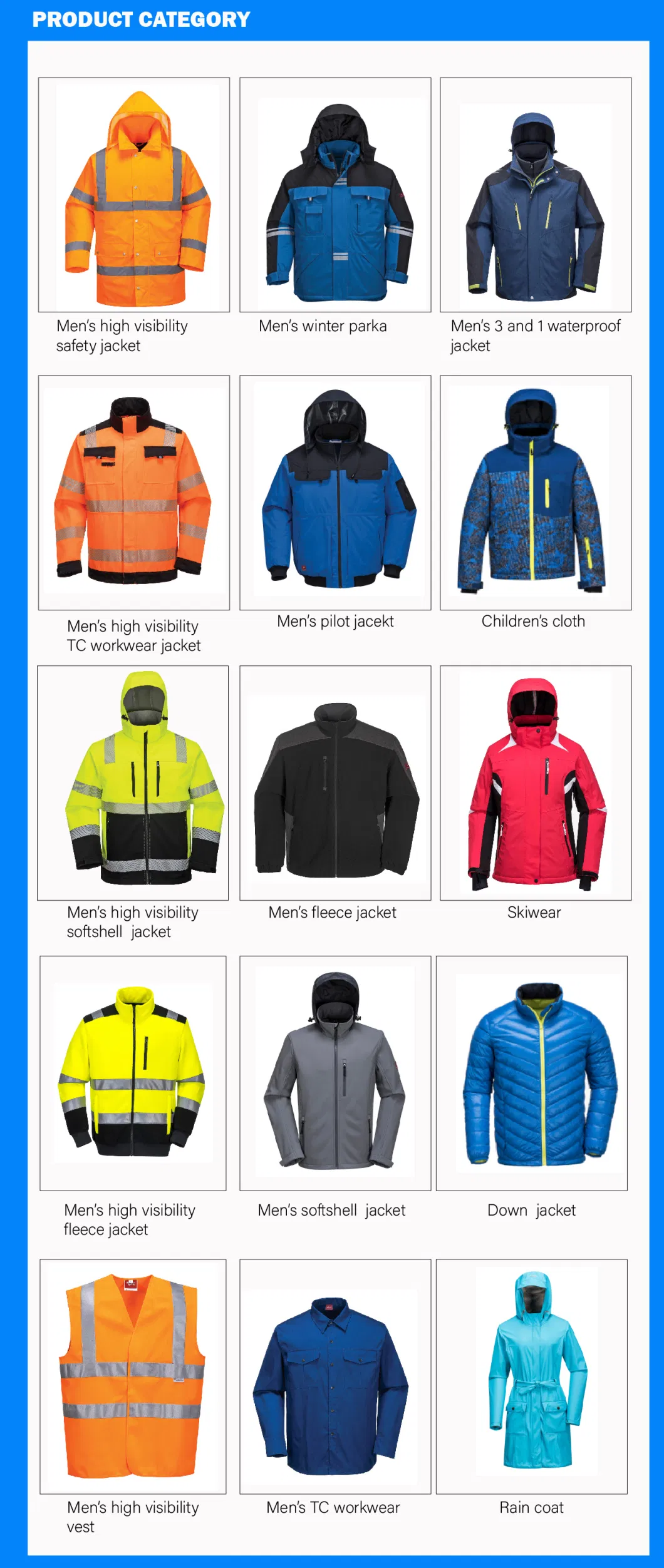 Workwear Winter Jackets Parka Cheap Hi-VI Workwear for Industry Worker Hi-Vis Jacket with Reflective Tape