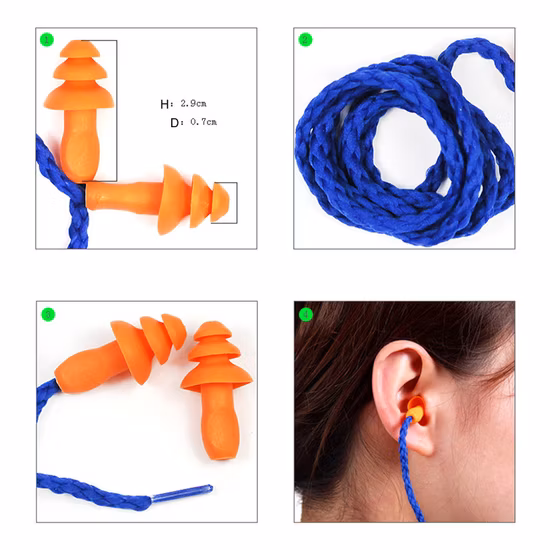 Bouchon d'oreille jaune de silicone de lanière de cache-oreilles de sport d'impact de protection auditive