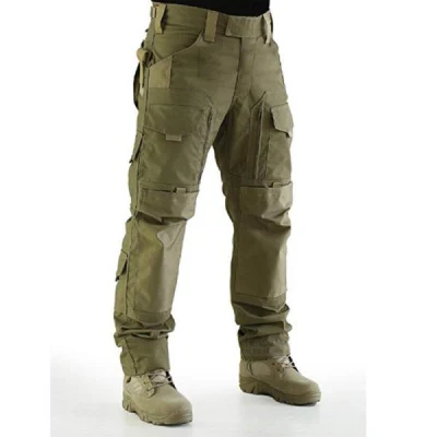 Pantalon cargo en tissu de coton avec poches cargo pour hommes, prix de gros, vert